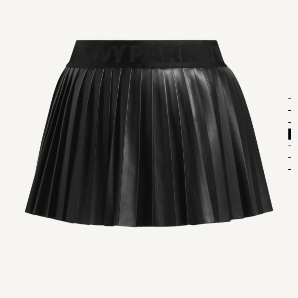 Ivy Park Black Noir Leather Pleated Mini Skirt